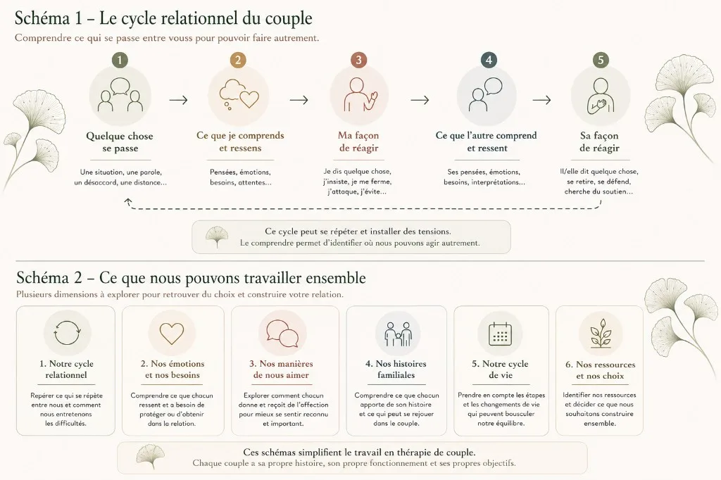 Schémas thérapie de couple : cycle relationnel et dimensions de travail ensemble